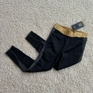 Goldbergh Ski Base Layer Leggings Thermal Pants Black and Gold NWT size Medium